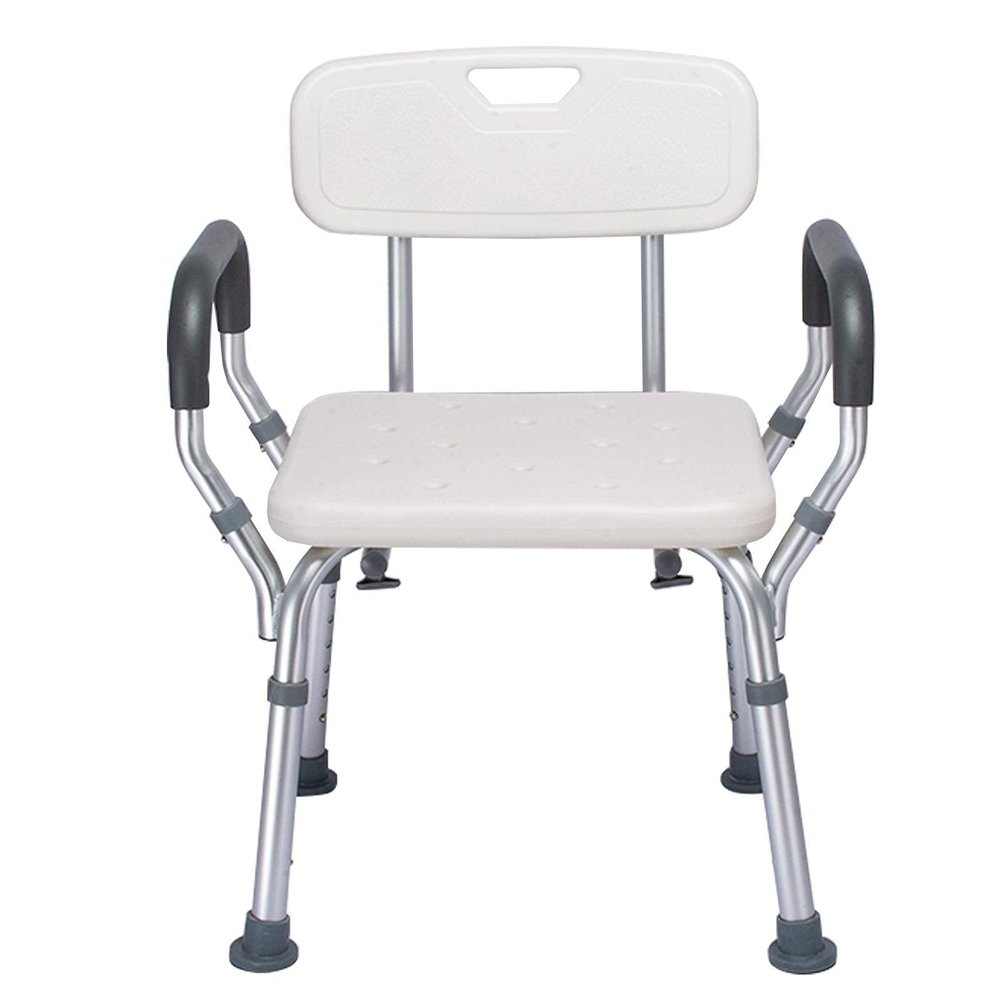 Shower Chair, Shower Chairs for The Elderly, Shower Bench Seat for Disabled, Bath Stool for Showering, Adults Bathroom Bathtub Seat, with Handle and Backrest, White