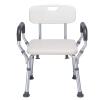 Shower Chair, Shower Chairs for The Elderly, Shower Bench Seat for Disabled, Bath Stool for Showering, Adults Bathroom Bathtub Seat, with Handle and Backrest, White view 1