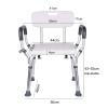 Shower Chair, Shower Chairs for The Elderly, Shower Bench Seat for Disabled, Bath Stool for Showering, Adults Bathroom Bathtub Seat, with Handle and Backrest, White view 2