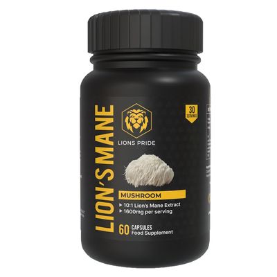 Lions Pride Lions Mane Capsules, Food Supplement 10:1 Extract, High Strength Mushroom Powder, 60 Capsules
