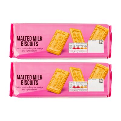 Traditional British Malted Milk Biscuits, Crisp & Light, Suitable for Vegetarians, 2 x 200g (400g)