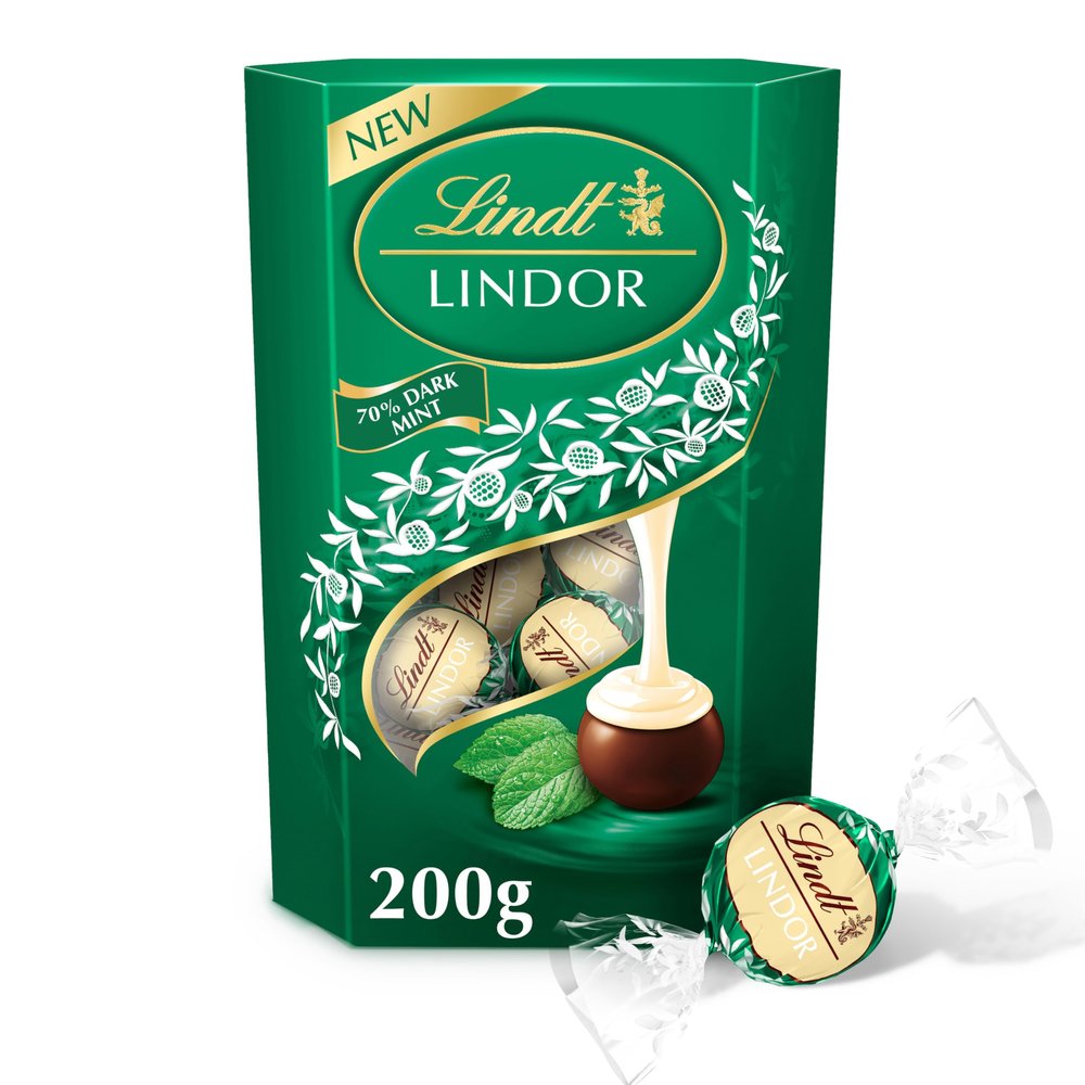 Lindt Lindor Dark Mint Chocolate Truffles  200g Box (Approx. 16 Balls)  Smooth Filling  Valentines Day, Mothers Day, Easter, Gift, Birthday, Congratulations Treat