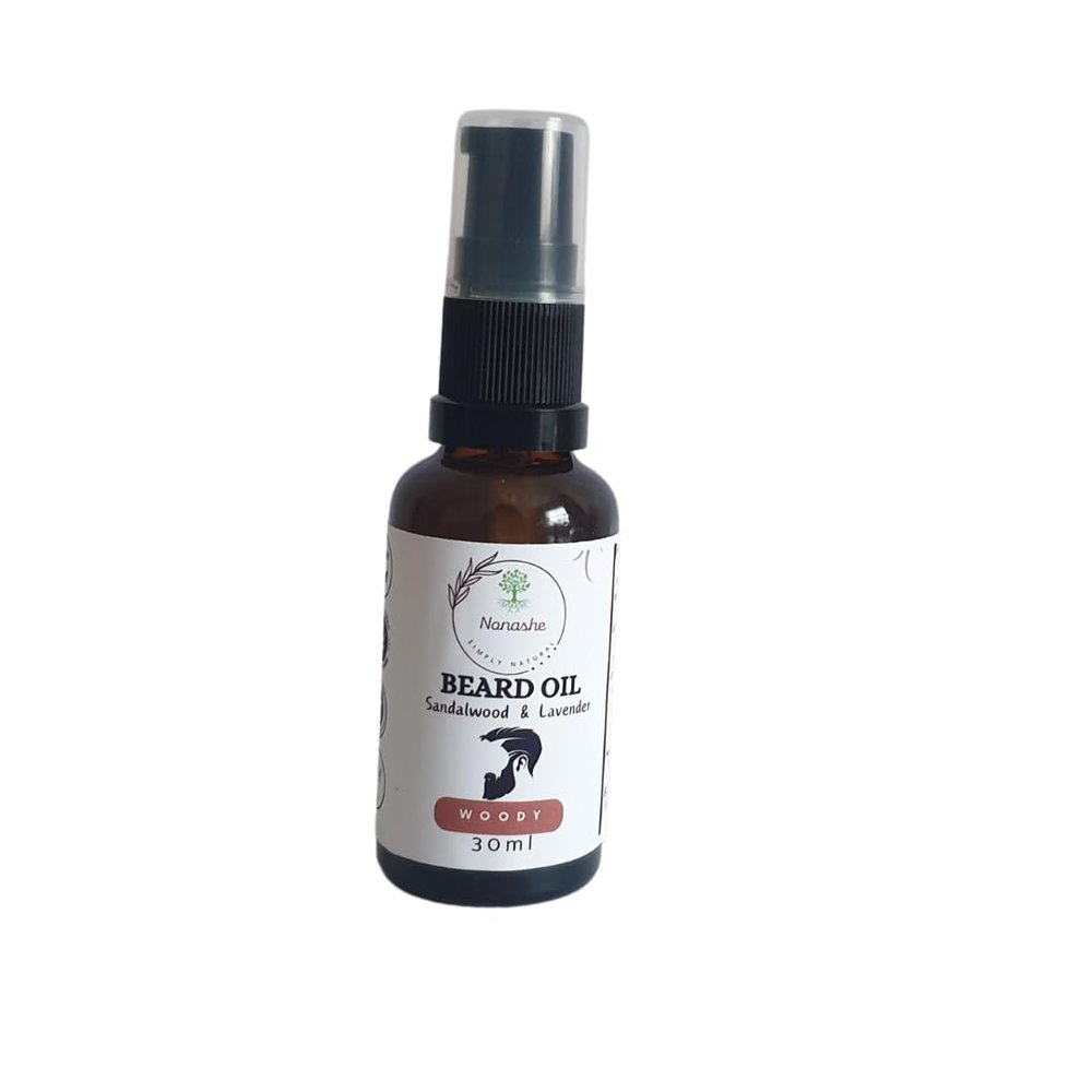 Nonashe Handmade Beard Oil - Argan & Jojoba Oils-Natural Ingredients Blend for Healthy Growth Hydrate, Moisturise, Softens & Strengthens (Woody (Sandalwood & Lavender), 30ml)