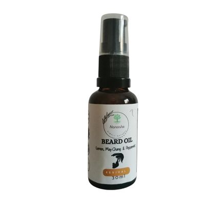 Nonashe Handmade Beard Oil - Argan & Jojoba Oils-Natural Ingredients Blend for Healthy Growth Hydrate, Moisturise, Softens & Strengthens (Revival (Lemon, May Chang & Peppermint), 30ml)