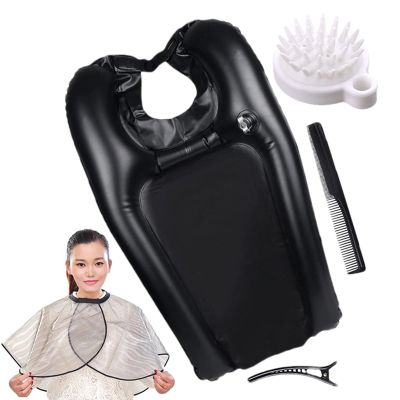 Hair Washing Basin for Bedridden | PVC Hair Washing Tub, Waterproof Shawl, Hair Clip, Combs | Portable Shampoo Bowl Neck Rest for Elderly, Kids, Bedridden and Disabled