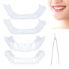2 Pairs Whitening Artificial Teeth Denture Cosmetic Veneers Teeth Top and Bottom, Fake Teeth Braces Instant Veneers Dentures False Teeth Repair Kit for Women Men Regain Confident Smile view 1