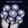ANIROY Men's Shaver, 5 in 1 LED Head Shaver for Bald, with 7 Rotating Shaving Head, IPX5 Waterproof Beard, Wet and Dry Use, Wireless Charging Base (Silver) view 2