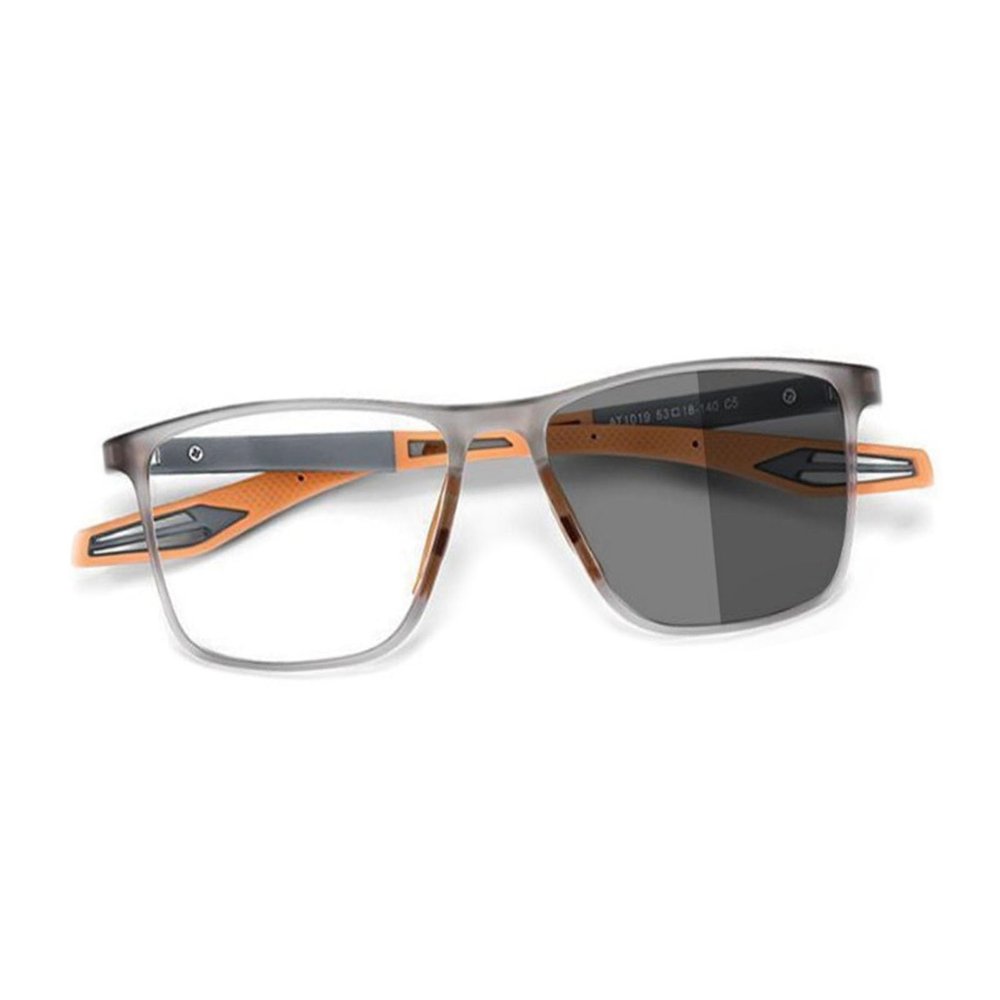Sports Blue Light Blocking Multifocal Photochromic Reading Glasses,Anti Eye Strain Flexible Sunglasses(Orange,1.5x)
