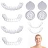 2 Pairs Instant Veneers Dentures Fake Teeth Braces Cosmetic Tooth Covers Whitening Artificial, Clip in Veneers Teeth Top and Bottom Temporary Dentures Silicone for Man and Women, One Size view 1