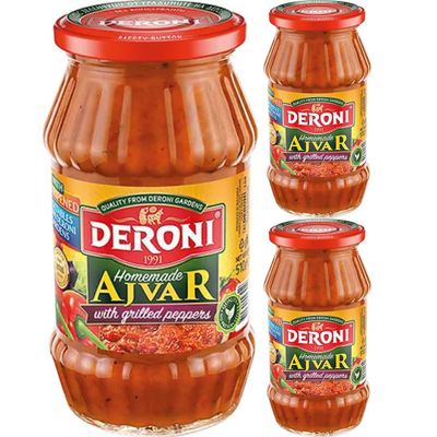 Deroni Homemade Ajvar Sauce 500 Grams x 3 Jars by Pufai Grocery