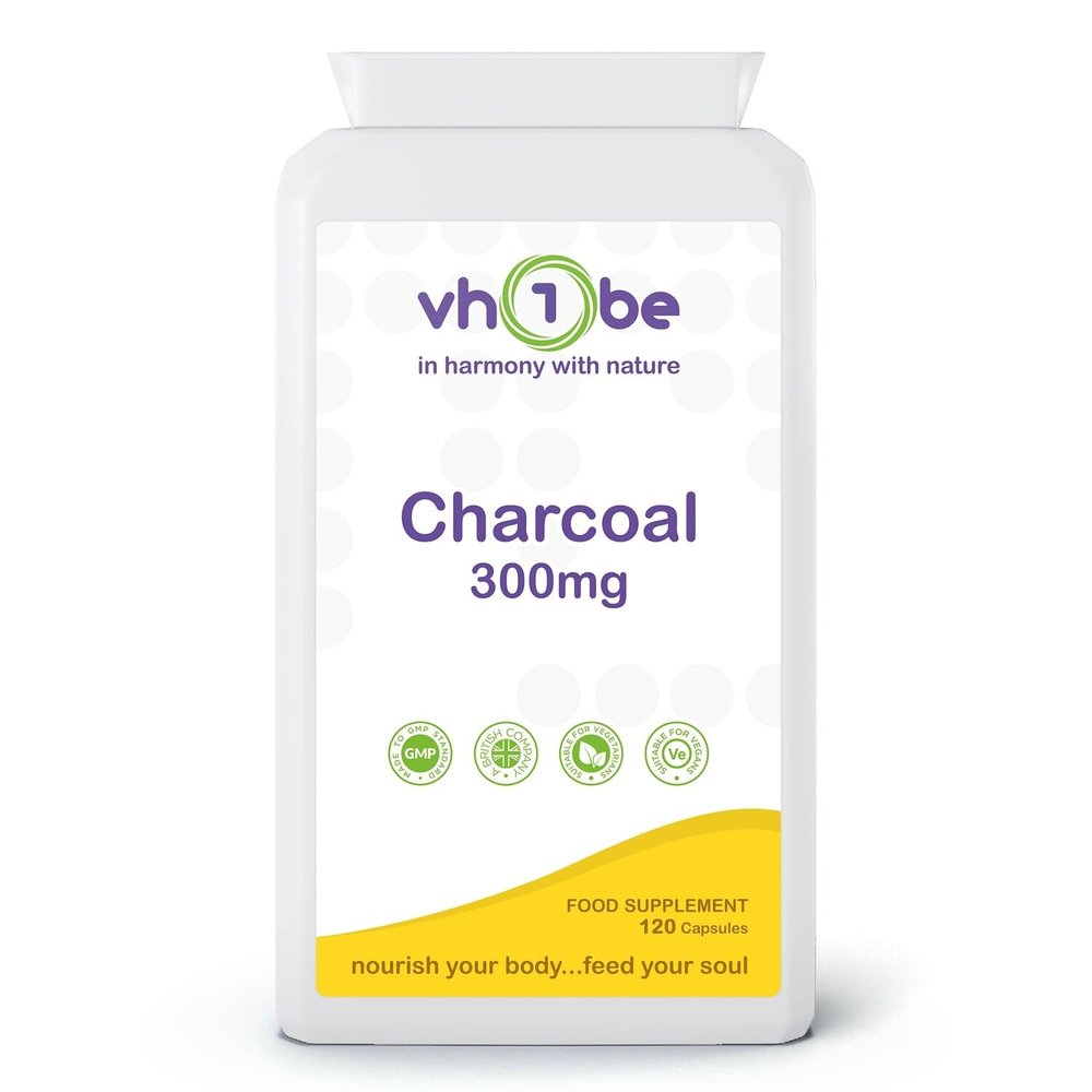 Activated Charcoal Capsules 300mg - 120 High-Potency Vegan Capsules for Digestive Support, Gas Relief, and Detox | Natural Cleanse Supplement | UK Made, Non-GMO by vh1be