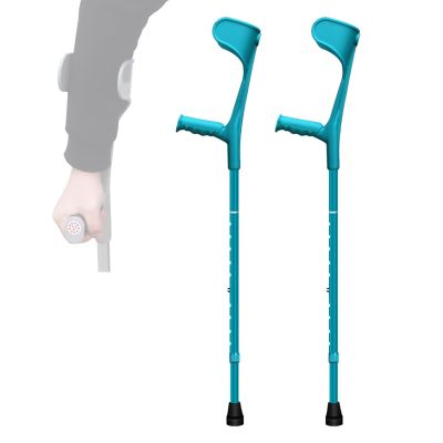 1 Pair Aluminum Forearm Crutch, Push Button Adjustable Height Crutches, Ergonomic Open Cuff Crutches for Men/Women, Supports Up to 100 Kg/220 Lbs, Black/Pink/Blue decorate Lucky Star
