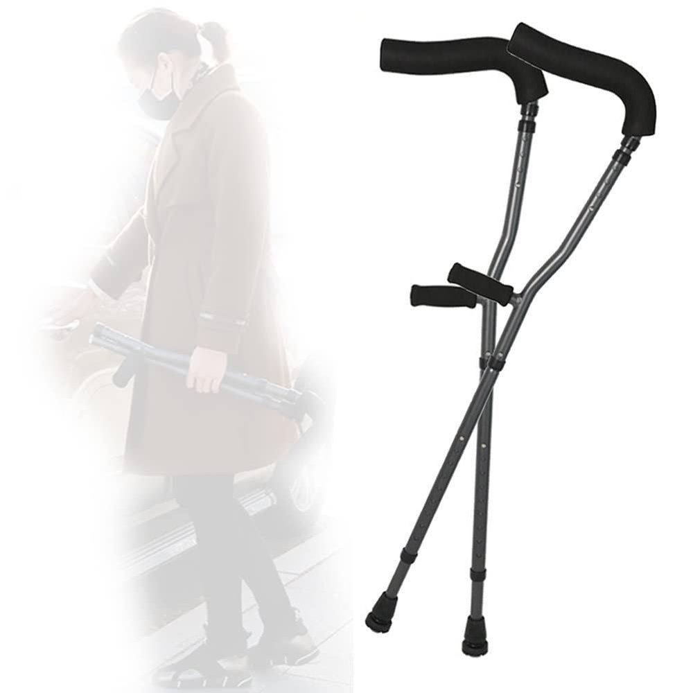 HIARAN Folding Crutches, Ergonomic Underarm Crutch, Youth/Adult/Tall Adult Aluminum Crutches, for Adults and Children with Heights 145-180cm decorate Lucky Star