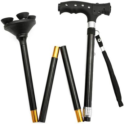 Cane Portable Crutches Collapsible Elderly Adjustment Crutches Retractable NonSlip Small FourCorner Cane with Lights parent's gift decorate Lucky Star