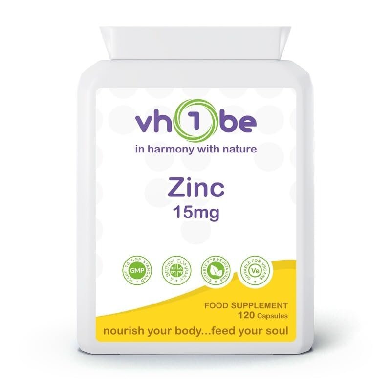 Zinc 15mg - High Absorption Zinc Citrate for Immune Support, Healthy Hair, Skin & Nails, Antioxidant Protection - 120 Vegan Tablets, Gluten-Free & Non-GMO by vh1be