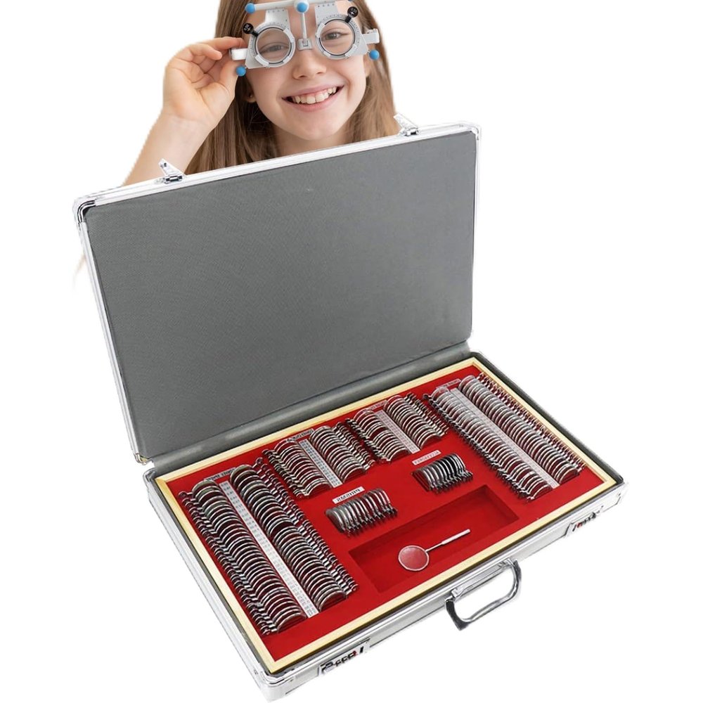 ELIKBH 266 Pieces Optical Trial Lens Set with Aluminum Case and Adjustable Trial Frame for Optical Shops, Hospitals,Ophthalmology