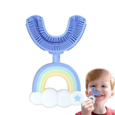 Kixolazr Kids Training Toothbrush - Rainbow U-Shaped Silicone Toothbrushes | Portable Tooth Brush with Soft Bristles for Boys & Girls
