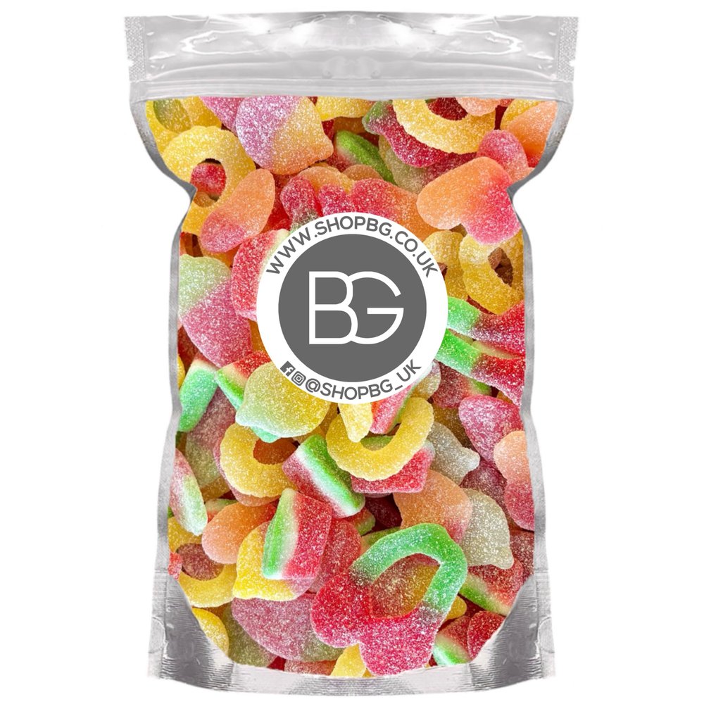 BG Quality Pick & Mix Sweets - Apple Strawberry Peach Cherry Pineapple Watermelon - Fizzy Fruits Mix, Sweeties 800g Pouch