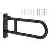 RongHuiDa U-Shaped Polished Foldable Toilet Grab Bar,Matte Black Flip-Up Bathroom Handrail for Elderly Pregnant,Wall Mounted Barrier-Free Stylish Folding Shower Assist Aid(Size:60cm,Color:Black) view 1