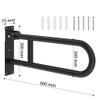 RongHuiDa U-Shaped Polished Foldable Toilet Grab Bar,Matte Black Flip-Up Bathroom Handrail for Elderly Pregnant,Wall Mounted Barrier-Free Stylish Folding Shower Assist Aid(Size:60cm,Color:Black) view 2