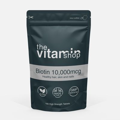 Biotin Tablets 10,000mcg | Healthy Hair Growth Skin Nail | 180 Tablets - Half Year Supply | Grip Sealed Pouch | Same Day Fast Secure Dispatch