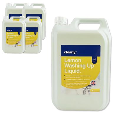 Clearly 5L, Concentrated Dishwashing Liquid, Lemon Fragrance Dish Washing Liquid, Stain-Removing Washing Soap for Dishes, Showers, Glass, Surfaces and More (4)