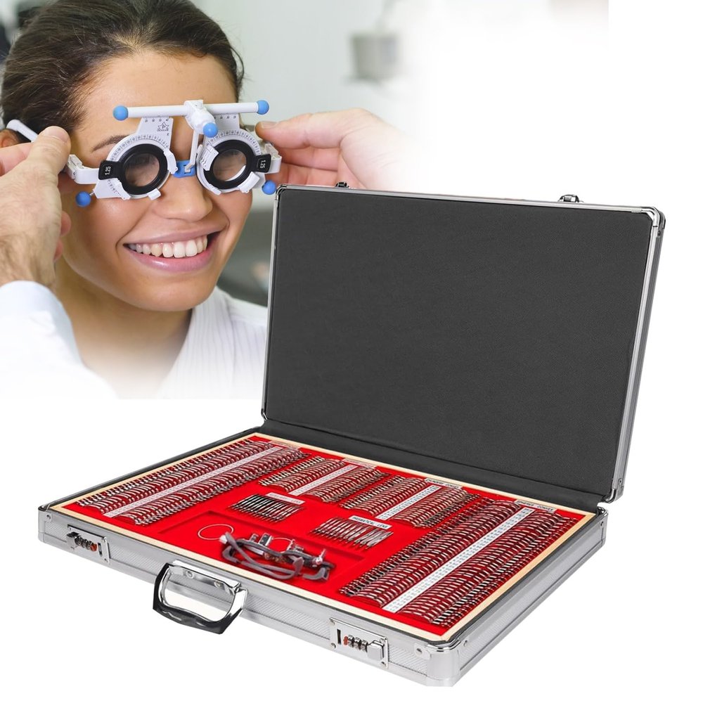 ELIKBH 266 Pcs Optical Trial Lens Set with free trial frame and plastic rim aluminium case Optical Trial Lens Kit For Optical Shops, Hospitals, and Eye Clinics