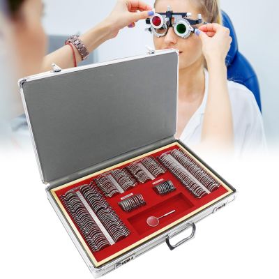 ELIKBH 266 Piece Optical Trial Lens Set Trial Frame Optometry Optician Test For Opticians With Free Trial Frame and Plastic Rim Aluminium Case