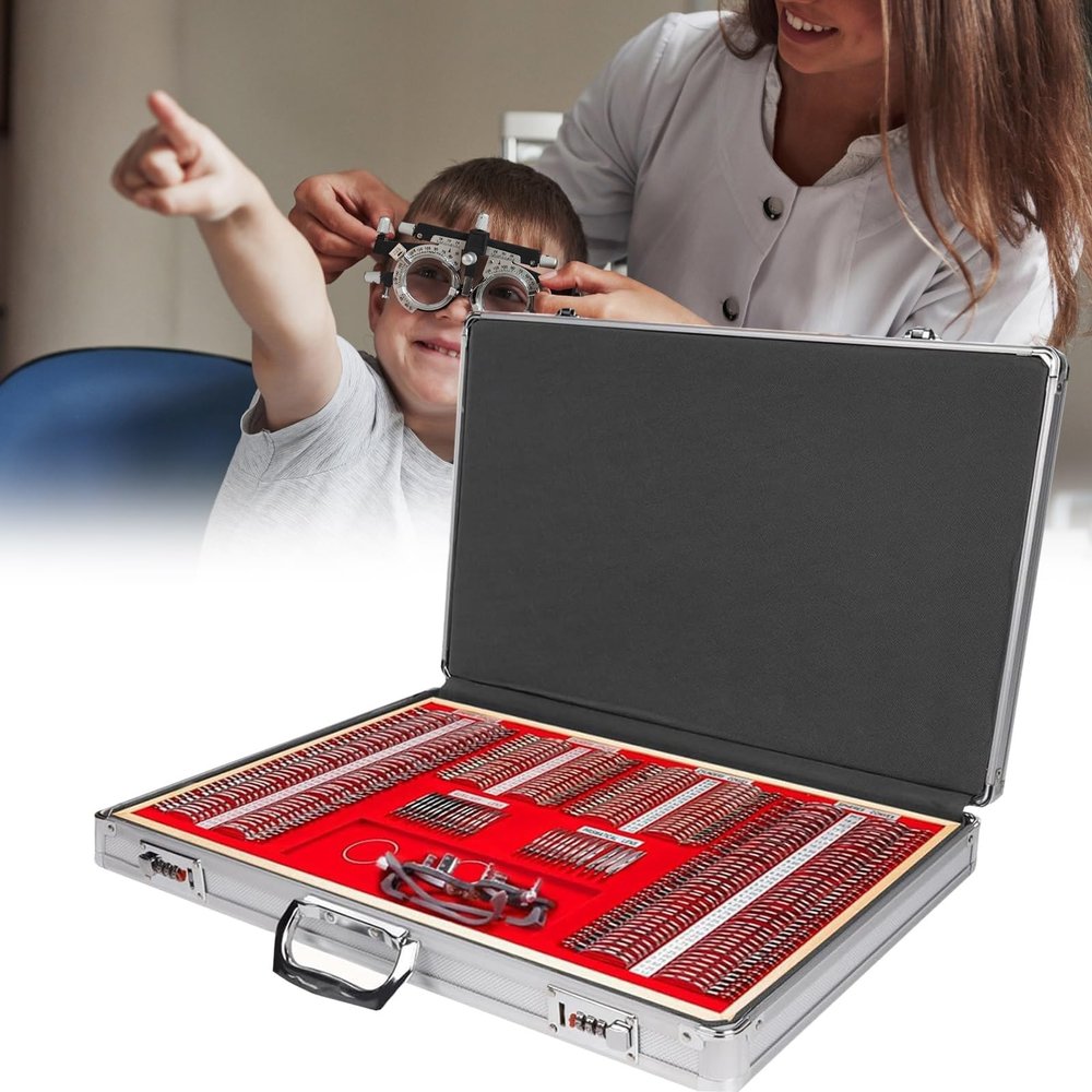 ELIKBH 266 Pcs Optometry Kit Optical Trial Lens Set With Adjustable Trial Frame Case For Optometrists Opticians and Eye Protection