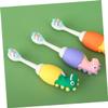 FRCOLOR Cartoon Dinosaur Kids Toothbrush Extra Soft Silicone Bristles, Small Head Children Brush, Independent Pack for Boys and Girls Oral Care Random Color view 4