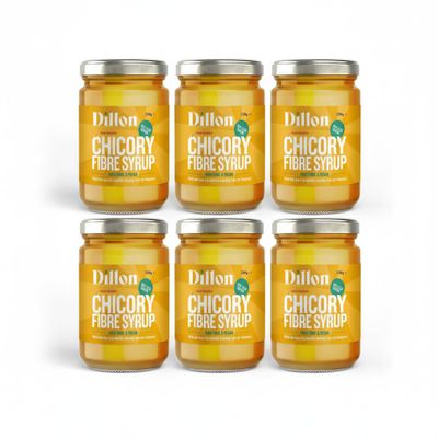 Dillon Organic - Chicory Fibre Syrup - Honey Alternative, Natural Sweetener - 90% Less Sugar - Diabetic, Keto & Paleo - High Fibre, Gut Friendly Prebiotic - 230g (Pack of 6)