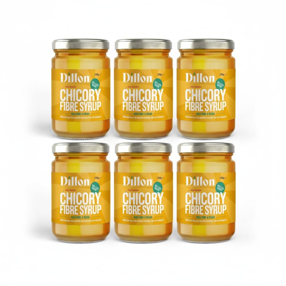Dillon Organic - Chicory Fibre Syrup - Honey Alternative, Natural Sweetener - 90% Less Sugar - Diabetic, Keto & Paleo - High Fibre, Gut Friendly Prebiotic - 230g (Pack of 6)
