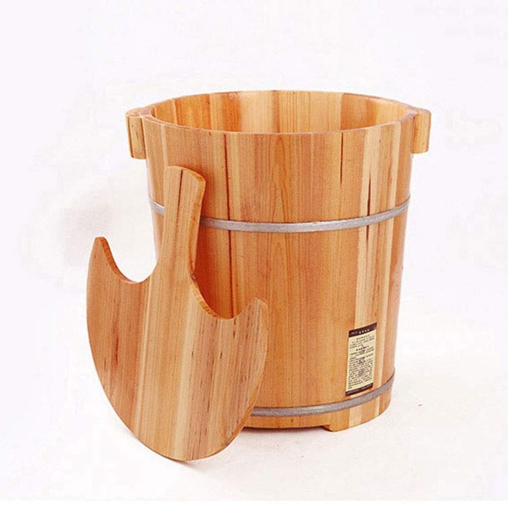 Wood Foot Tub Foot Spa Bath Massager Wooden Foot Tub, Foot Massager Spa, Wooden Foot Tub, Pedicure Footbath, Pedicure Bucket Foot Bath Spa Bowl for Feet Stress Relief (Color : Brown) (Brown) Hopeful