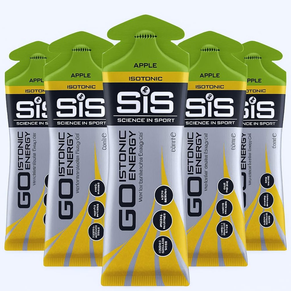 MM SIS Go Isotonic Energy Gel 5 Pack - Fast Absorption, Endurance Fuel for Running, Cycling & Triathlons - Performance Boost for Athletes (Apple)