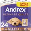 Andrex Ultimate Quilts Toilet Paper 24 Rolls, Air Pocket Technology for Soft, Thick Sheets  24 Quilted Toilet Rolls x 1 Pack, FSC Certified
