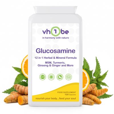 Glucosamine Complex Plus 12-in-1 High Strength Glucosamine HCl with MSM, Turmeric, Rosehip, Sour Cherry & Vitamin C 120 Capsules | Non-GMO | Plant-Based Vegan Supplement | Made in UK