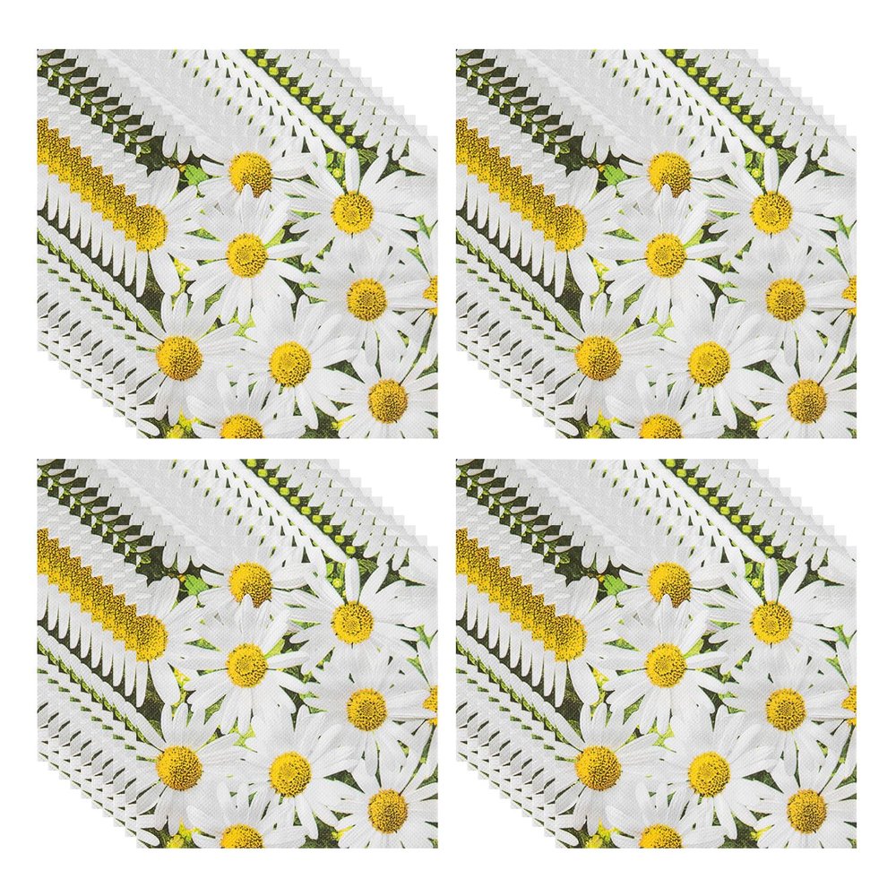 40 Napkins, Square Napkins, Daisy Printed Paper Towels, Soft Table Decoration, Floral Napkins, Wedding Party Celebration Paper Towels