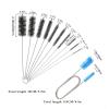 11 Pcs Long Straw Brush, Pipe Cleaners Brush,61Inch Stainless Steel Double-Ended Hose Brush 7.8Inch Nylon Long Tube Cleaning Brush for Home Kitchen Sink Plumbing view 2