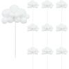 10pcs Cloud Cake Topper Plush Cloud Cupcake Toppers Yarn Ball Cake Dessert Picks Decoration For Baby Shower Birthday Wedding Party Supplies (White) view 1