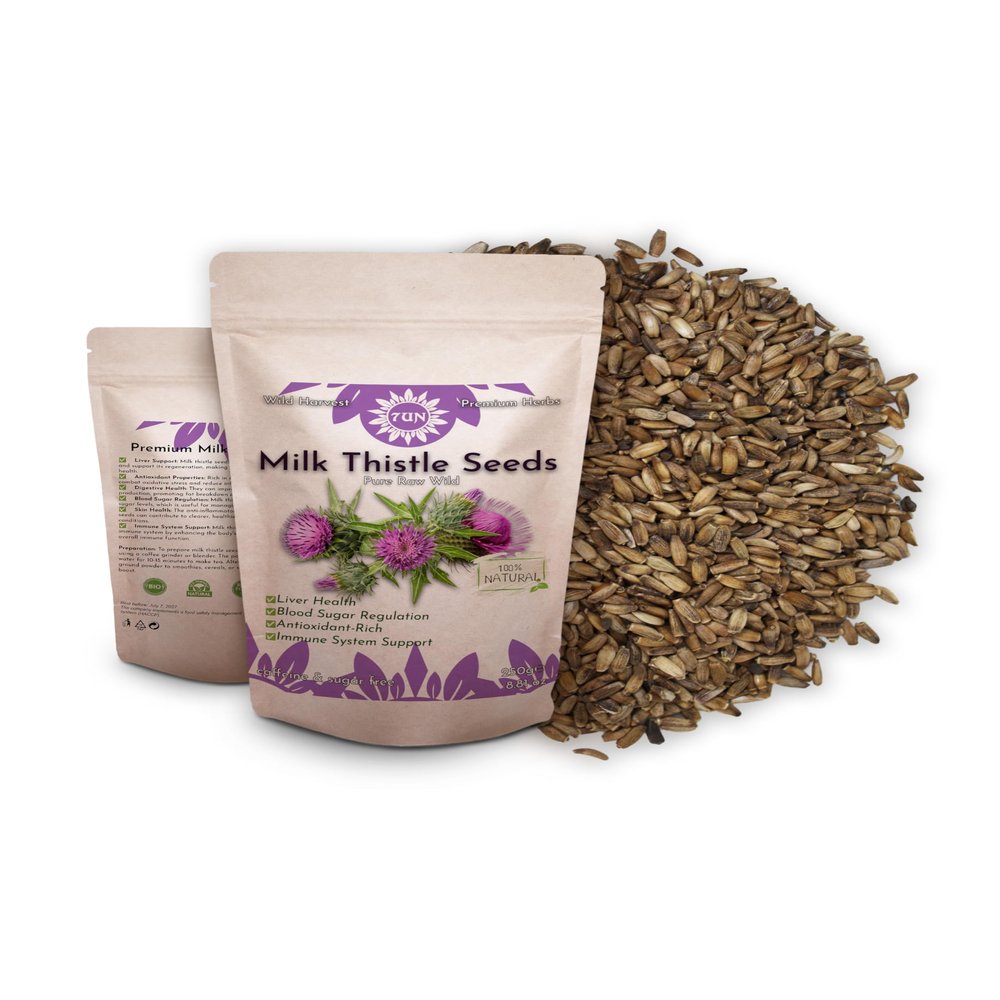 Milk Thistle Seeds 250g Liver Detox & Cleanse Support | 100% Pure, Raw & Non-GMO Silybum Marianum | Powerful Antioxidant Herbal Seeds for Tea & Tincture