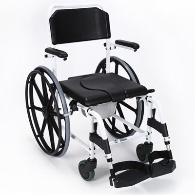 001, Commode Toilet Chair,Commode Shower Chair, Bedside Toilet Chair 4 in 1 Padded Toilet Seat with Movable Footrest Adjustable Armrest Non-Slip Safety for Elder