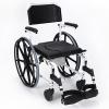 001, Commode Toilet Chair,Commode Shower Chair, Bedside Toilet Chair 4 in 1 Padded Toilet Seat with Movable Footrest Adjustable Armrest Non-Slip Safety for Elder view 1