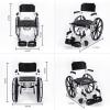 001, Commode Toilet Chair,Commode Shower Chair, Bedside Toilet Chair 4 in 1 Padded Toilet Seat with Movable Footrest Adjustable Armrest Non-Slip Safety for Elder view 2