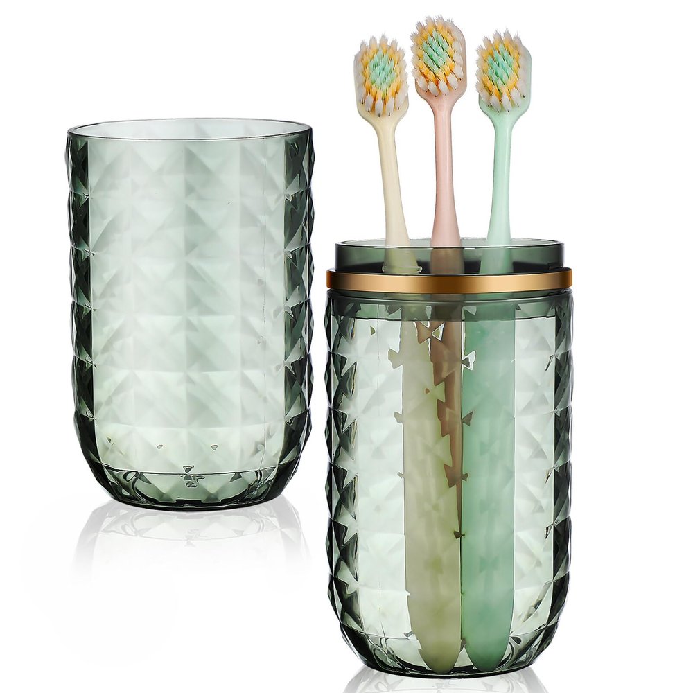 Healeved Toothbrush Holder Travel Mouthwash Cup Reusable Toothpaste Container Unique Design Multipurpose Organizer for Toiletries Makeup Brushes and More Toothbrush Case