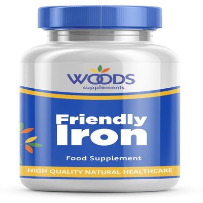 Friendly Iron 20mg (180 Tablets) from Woods Supplements | Made with Ferrous bisglycinate | with Added Copper Vitamins B6, B12 & B2 | Vegan Friendly