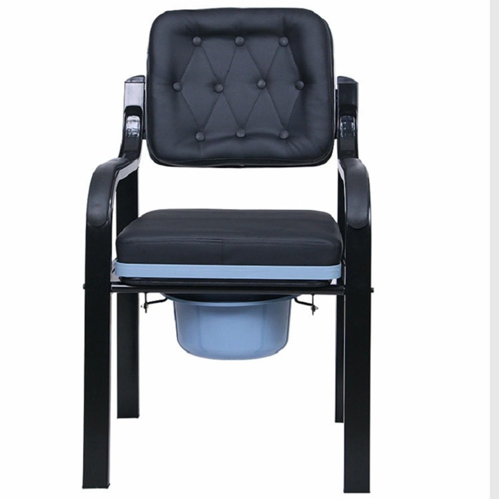 001, Commode Toilet Chair,Deluxe Comfort Commode with Padded Seat Heavy Duty Bedside Commode Chair,Elderly Bathroom Safety Frame Toilet Seat