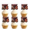 18pcs Red Glitter Neon Light Happy Birthday 6 Roller Skates Dessert Cupcake Topper Pick for 80s 90s Retro Hip Hop Roller Skating Theme Decor Supplies Boys Girls Happy 6th Birthday Party Decorations view 1