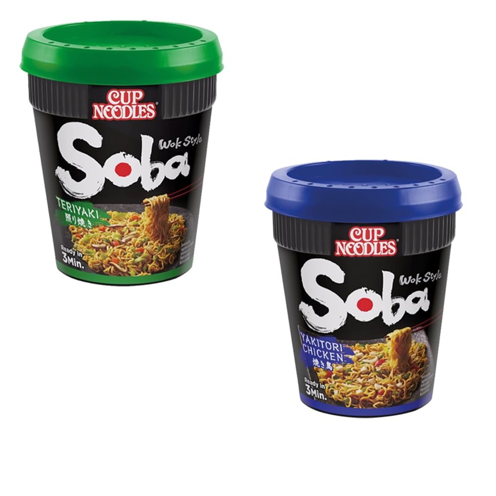 Soba Instant Wok Style Noodles Pot 90g - Instant Wheat Noodles (02 Pots, Random Mixed)