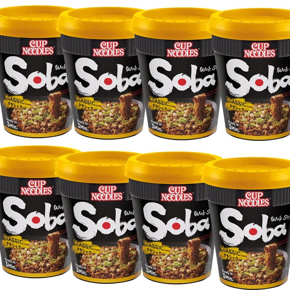 Soba Instant Wok Style Noodles Pot 90g - Instant Wheat Noodles (08 Pots, Classic)