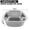 ASelected Washing Up Bowl, Stainless Steel square Washing Basin, Dishtub, Mixing Bowl, Plastic Free, 34 x 34 x13Cm view 2